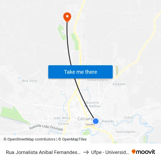 Rua Jornalista Aníbal Fernandes, 317 | Praça Da Criança / Comp. Industrial De Caruaru to Ufpe - Universidade Federal De Pernambuco map