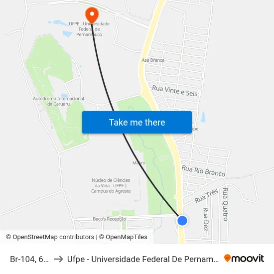 Br-104, 631 to Ufpe - Universidade Federal De Pernambuco map