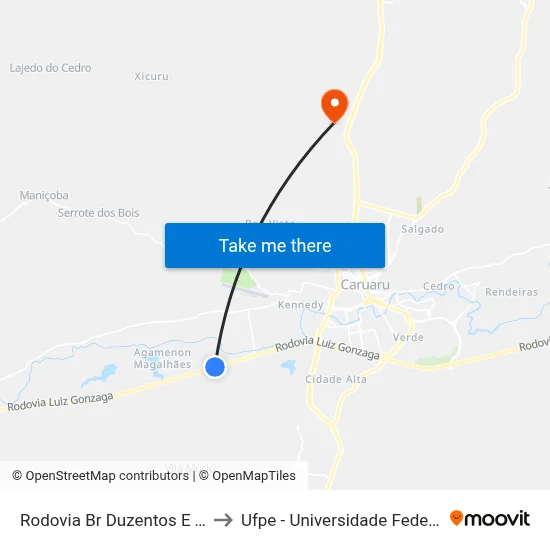 Rodovia Br Duzentos E Trinta E Dois, 733 to Ufpe - Universidade Federal De Pernambuco map