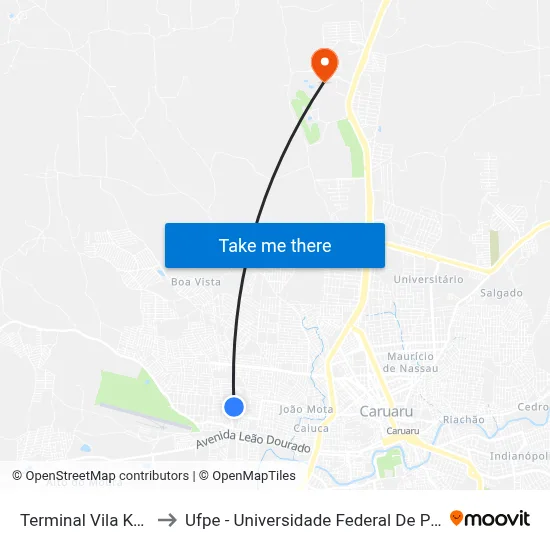 Terminal Vila Kennedy to Ufpe - Universidade Federal De Pernambuco map