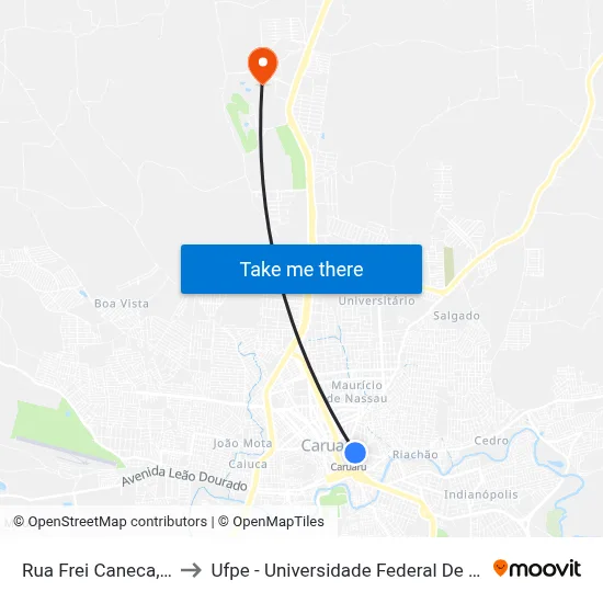 Rua Frei Caneca, 32-100 to Ufpe - Universidade Federal De Pernambuco map