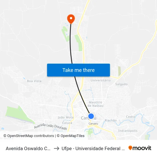 Avenida Oswaldo Cruz 164-210 to Ufpe - Universidade Federal De Pernambuco map