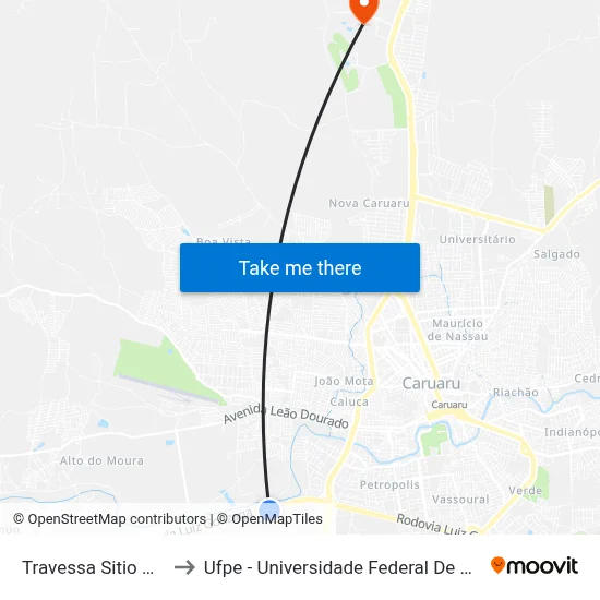 Travessa Sitio Cipo, 52 to Ufpe - Universidade Federal De Pernambuco map