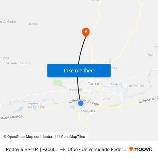 Rodovia Br-104 | Faculdade Uninassau to Ufpe - Universidade Federal De Pernambuco map