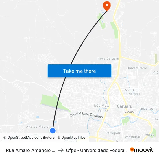 Rua Amaro Amancio De Araujo, 560 to Ufpe - Universidade Federal De Pernambuco map
