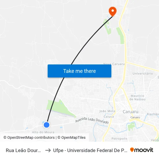 Rua Leão Dourado, 25 to Ufpe - Universidade Federal De Pernambuco map