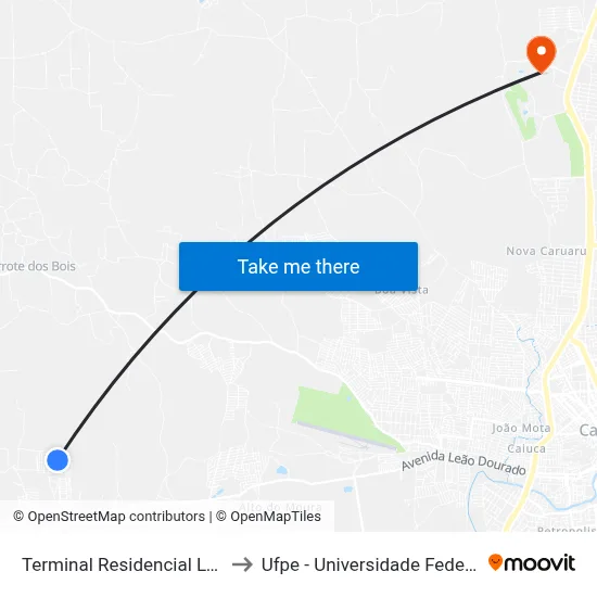 Terminal Residencial Luiz Bezerra Torres to Ufpe - Universidade Federal De Pernambuco map