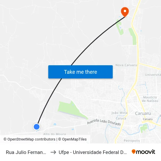 Rua Julio Fernandes, 2001 to Ufpe - Universidade Federal De Pernambuco map