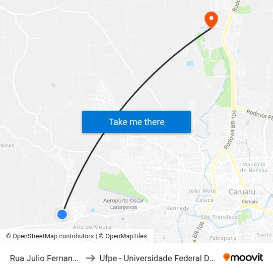 Rua Julio Fernandes, 2002 to Ufpe - Universidade Federal De Pernambuco map