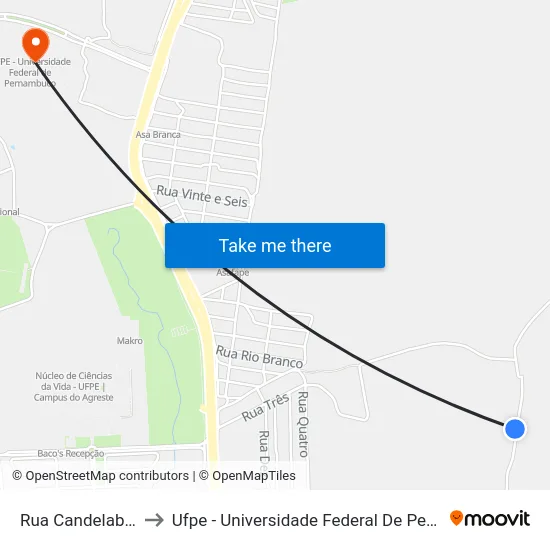Rua Candelabro 11 to Ufpe - Universidade Federal De Pernambuco map