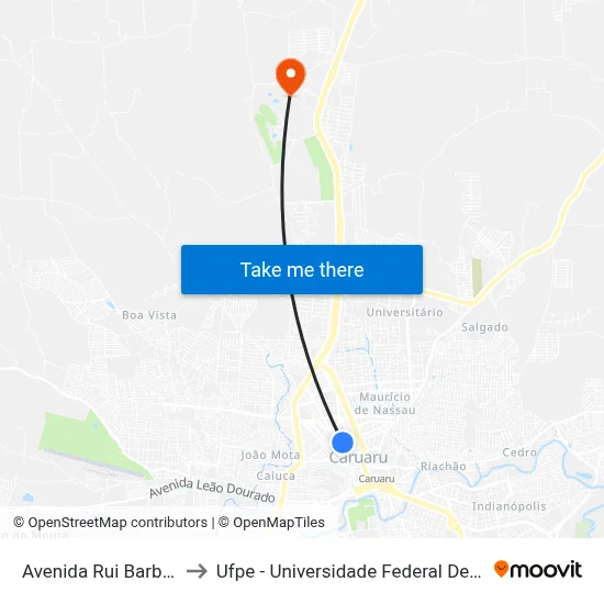 Avenida Rui Barbosa, 366 to Ufpe - Universidade Federal De Pernambuco map