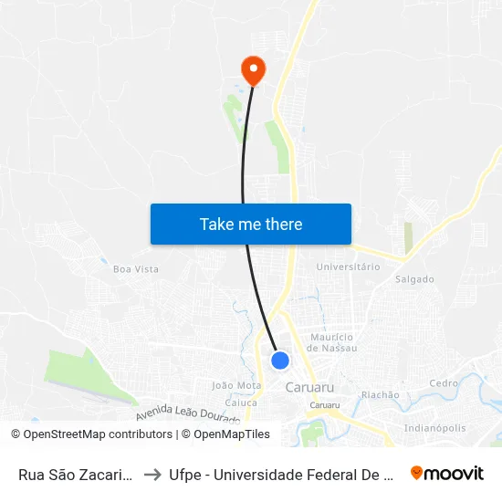 Rua São Zacarias, 129 to Ufpe - Universidade Federal De Pernambuco map