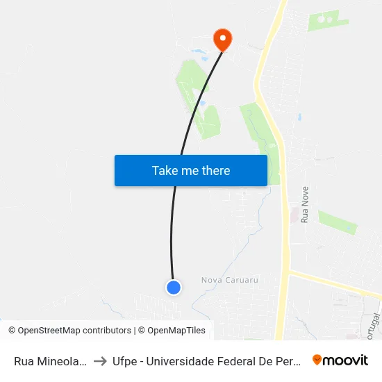Rua Mineola 206 to Ufpe - Universidade Federal De Pernambuco map