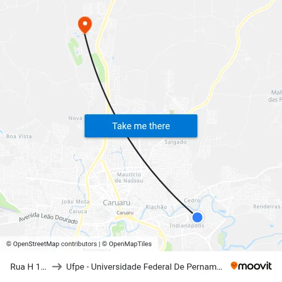 Rua H 195 to Ufpe - Universidade Federal De Pernambuco map