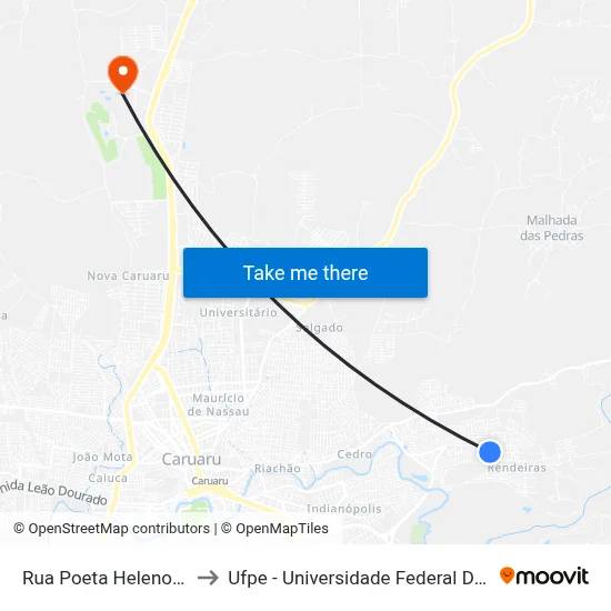 Rua Poeta Heleno Ferreira 1 to Ufpe - Universidade Federal De Pernambuco map