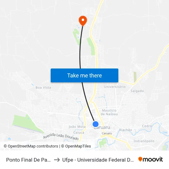 Ponto Final De Patos X Juá to Ufpe - Universidade Federal De Pernambuco map