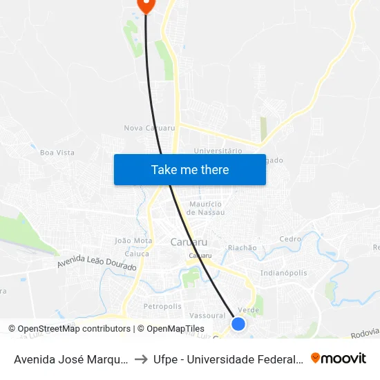 Avenida José Marques Fontes 90 to Ufpe - Universidade Federal De Pernambuco map