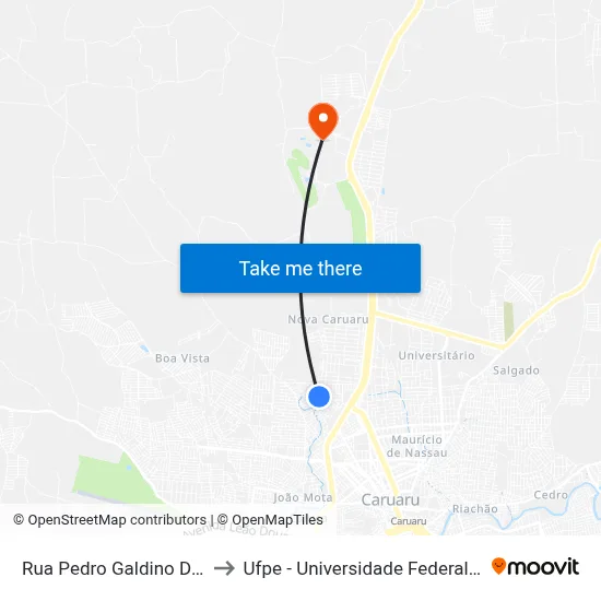 Rua Pedro Galdino De Macedo 31 to Ufpe - Universidade Federal De Pernambuco map