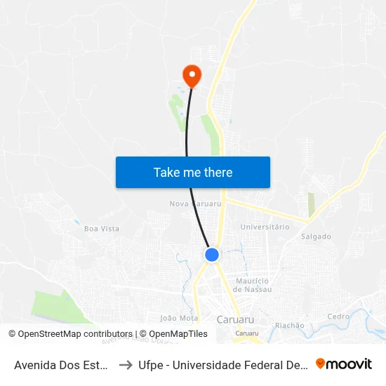 Avenida Dos Estados 175 to Ufpe - Universidade Federal De Pernambuco map