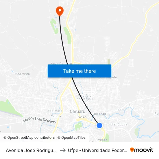 Avenida José Rodrigues De Jesus 598 to Ufpe - Universidade Federal De Pernambuco map