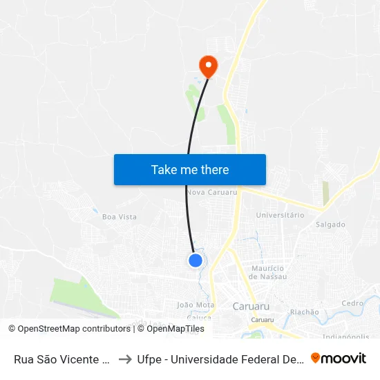 Rua São Vicente Férrer 53 to Ufpe - Universidade Federal De Pernambuco map