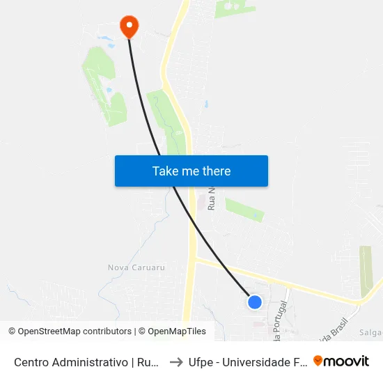 Centro Administrativo | Rua Prof. Lorival Villa Nova, 118 to Ufpe - Universidade Federal De Pernambuco map
