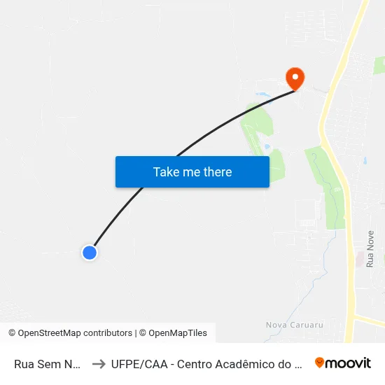 Rua Sem Nome to UFPE / CAA - Centro Acadêmico do Agreste map