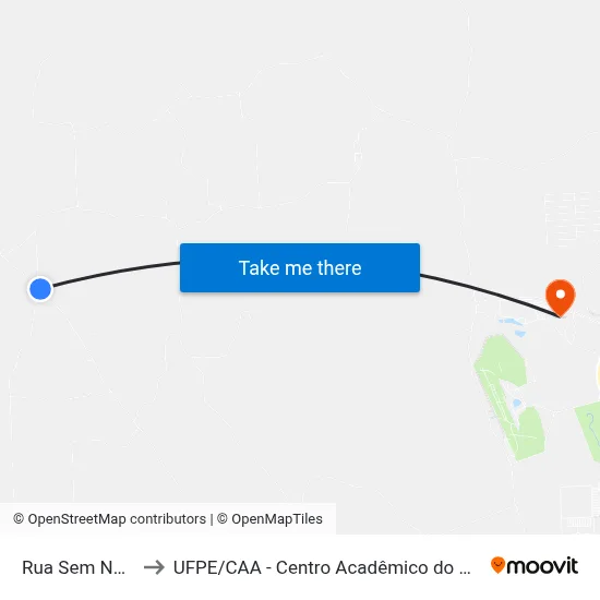 Rua Sem Nome to UFPE / CAA - Centro Acadêmico do Agreste map