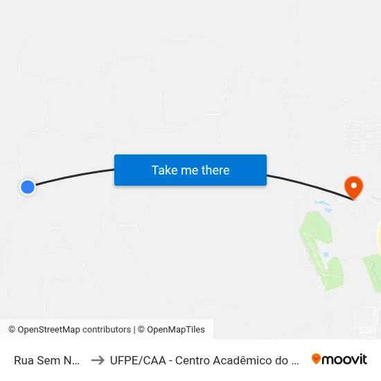 Rua Sem Nome to UFPE / CAA - Centro Acadêmico do Agreste map