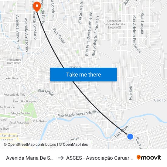 Avenida Maria De Souza Monteiro, 264 to ASCES - Associação Caruaruense de Ensino Superior map