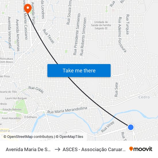 Avenida Maria De Souza Monteiro, 526 to ASCES - Associação Caruaruense de Ensino Superior map