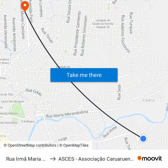 Rua Irmã Maria Jerônimo, 76 to ASCES - Associação Caruaruense de Ensino Superior map