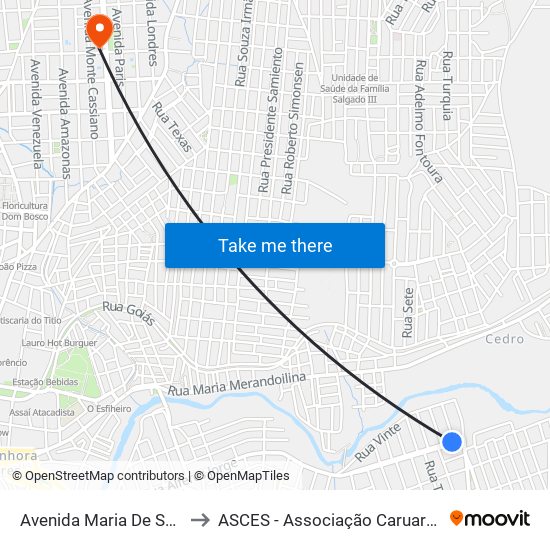 Av. Maria De Souza Monteiro, 477 to ASCES - Associação Caruaruense de Ensino Superior map