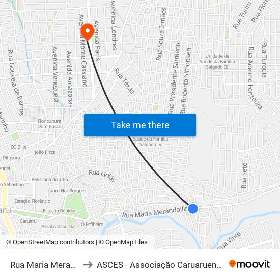 Rua Maria Merandoilina, 609 to ASCES - Associação Caruaruense de Ensino Superior map
