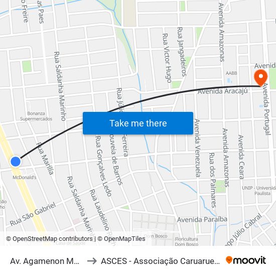 Av. Agamenon Magalhães, 1210 to ASCES - Associação Caruaruense de Ensino Superior map