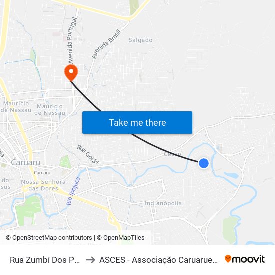 Rua Zumbí Dos Palmares, 108a to ASCES - Associação Caruaruense de Ensino Superior map