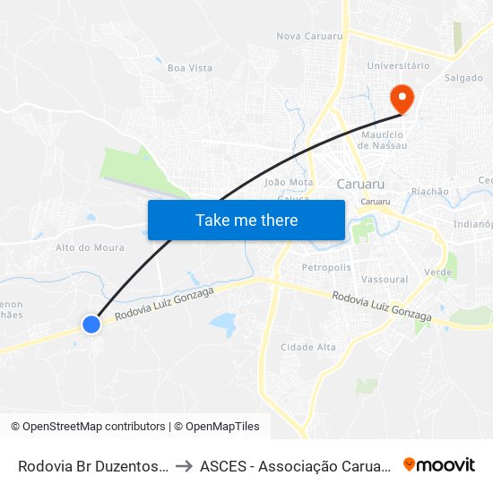 Rodovia Br Duzentos E Trinta E Dois, 733 to ASCES - Associação Caruaruense de Ensino Superior map