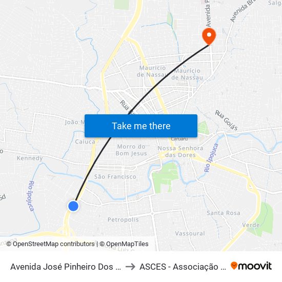 Avenida José Pinheiro Dos Santos | Terminal Rodoviário De Caruaru to ASCES - Associação Caruaruense de Ensino Superior map