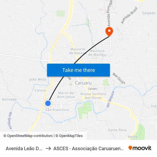 Avenida Leão Dourado, 162 to ASCES - Associação Caruaruense de Ensino Superior map