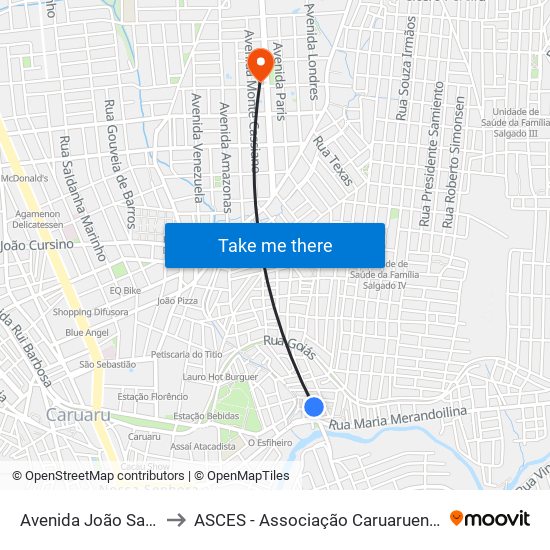 Avenida João Salvador, 49-51 to ASCES - Associação Caruaruense de Ensino Superior map