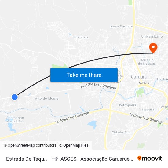 Estrada De Taquara De Baixo, 5 to ASCES - Associação Caruaruense de Ensino Superior map