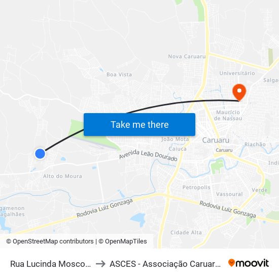 Rua Lucinda Moscoso De França, 120 to ASCES - Associação Caruaruense de Ensino Superior map