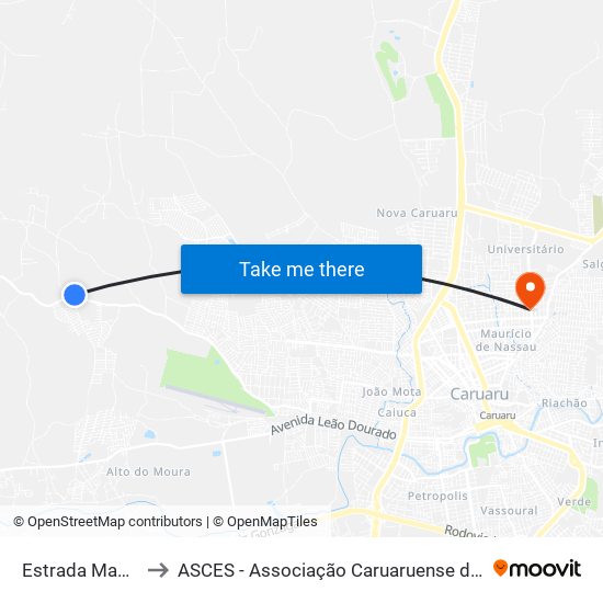 Estrada Maniboça 1 to ASCES - Associação Caruaruense de Ensino Superior map