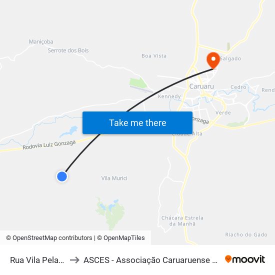 Rua Vila Pelada, 5000 to ASCES - Associação Caruaruense de Ensino Superior map