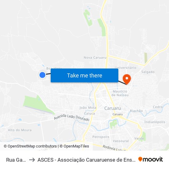 Rua Gavião to ASCES - Associação Caruaruense de Ensino Superior map