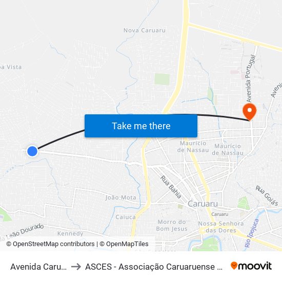 Avenida Caruaru, 950 to ASCES - Associação Caruaruense de Ensino Superior map