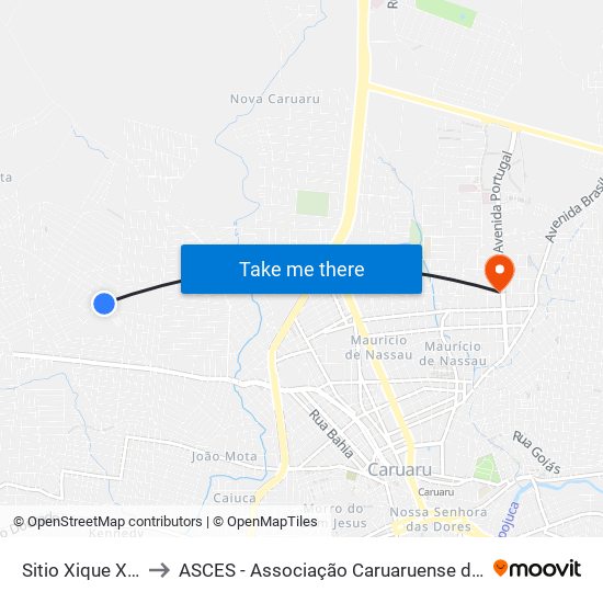 Sitio Xique Xique, 50 to ASCES - Associação Caruaruense de Ensino Superior map