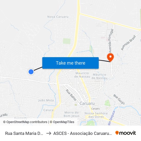 Rua Santa Maria Da Boa Vista, 135 to ASCES - Associação Caruaruense de Ensino Superior map