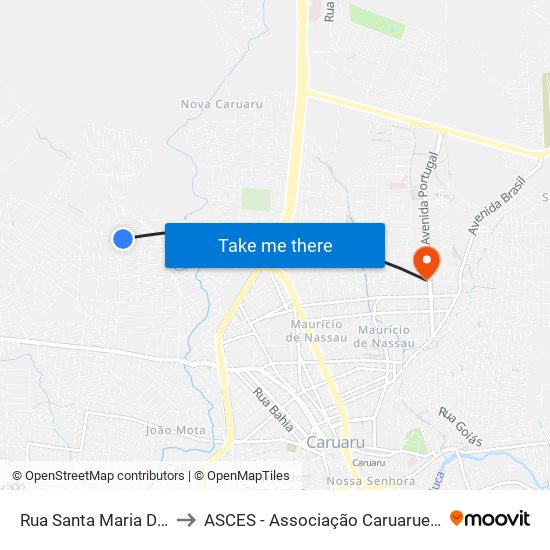 Rua Santa Maria Da Boa Vista, 96 to ASCES - Associação Caruaruense de Ensino Superior map