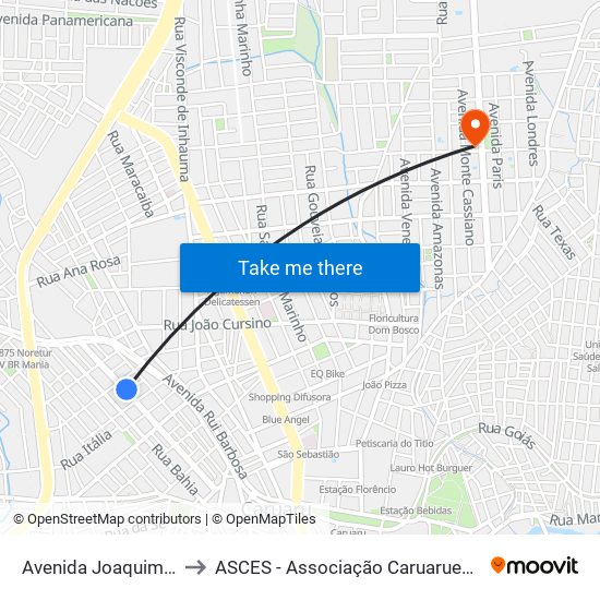 Avenida Joaquim Nabuco, 550 to ASCES - Associação Caruaruense de Ensino Superior map